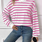 Striped Round Neck Long Sleeve Sweatshirt