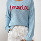 Letter Round Neck Long Sleeve Sweater