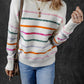 Striped Round Neck Dropped Shoulder Sweater