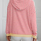 Striped Long Sleeve Hooded Knit Top