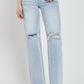 RISEN Full Size High Rise Distressed Wide Leg Jeans