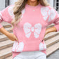 Bow Round Neck Dropped Shoulder Sweater