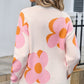 Flower Round Neck Long Sleeve Sweater