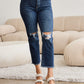 RFM Crop Dylan Full Size Tummy Control Distressed High Waist Raw Hem Jeans