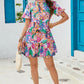 Floral Notched Neck Ruffle Hem Dress