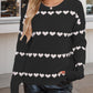 Heart Round Neck Long Sleeve Sweater