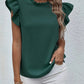 Mock Neck Ruffled Cap Sleeve Blouse