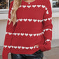 Heart Round Neck Long Sleeve Sweater