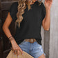 Pocketed Round Neck Cap Sleeve Sweater