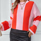 Color Block Round Neck Long Sleeve Sweater