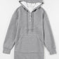 Gray Textured Kangaroo Pocket Drawstring Hooded Mini Dress