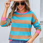 Striped Round Neck Dropped Shoulder Sweater