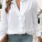 Lace Detail Ruffled Round Neck Long Sleeve Shirt