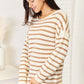 Double Take Striped Boat Neck Sweater