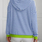 Striped Long Sleeve Hooded Knit Top