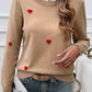 Lace Detail Heart Long Sleeve Sweater