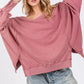 SAGE + FIG Mineral Wash Side Slit Oversized Sweatshirt