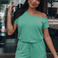 Single Shoulder Short Sleeve Romper