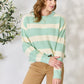 Sew In Love Full Size Contrast Striped Round Neck Sweater