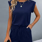 Round Neck Cap Sleeve Romper