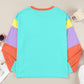 Color Block Round Neck Long Sleeve Top