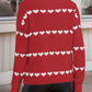 Heart Round Neck Long Sleeve Sweater