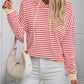 Striped Long Sleeve Hooded Knit Top