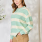 Sew In Love Full Size Contrast Striped Round Neck Sweater