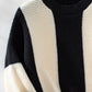 Color Block Round Neck Long Sleeve Sweater