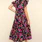 Haptics Ruffled Printed Round Neck Cap Sleeve Dress