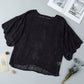 Openwork Round Neck Half Sleeve Knit Top