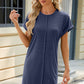 Heathered Round Neck Short Sleeve Dress