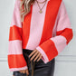 Color Block Round Neck Long Sleeve Sweater