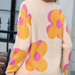 Flower Round Neck Long Sleeve Sweater