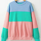 Color Block Round Neck Long Sleeve Sweatshirt