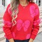 Bow Round Neck Dropped Shoulder Sweater