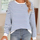 Striped Round Neck Long Sleeve Sweatshirt