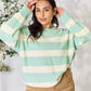 Sew In Love Full Size Contrast Striped Round Neck Sweater