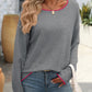 Contrast Trim Round Neck Long Sleeve Sweater