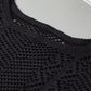 Openwork Round Neck Half Sleeve Knit Top