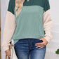 Color Block Round Neck Long Sleeve Sweatshirt