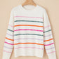 Striped Round Neck Dropped Shoulder Sweater