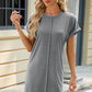 Heathered Round Neck Short Sleeve Dress