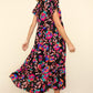 Haptics Ruffled Printed Round Neck Cap Sleeve Dress