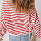 Striped Dropped Shoulder Long Sleeve Sweatshirt