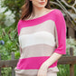 Color Block Boat Neck Half Sleeve Knit Top