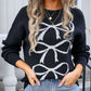 Bow Graphic Round Neck Long Sleeve Sweater