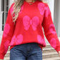 Bow Round Neck Dropped Shoulder Sweater