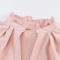 Pink Frilled Stand Collar Long Sleeve Ruffle Dress