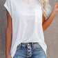 Full Size Round Neck Cap Sleeve T-Shirt